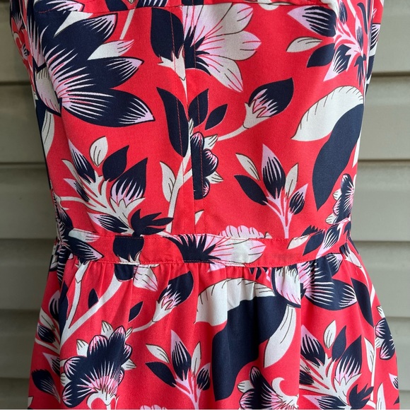 •J Crew Factory• Red Hibiscus Seaside Floral Dress - Size 10 - Picture 5 of 11